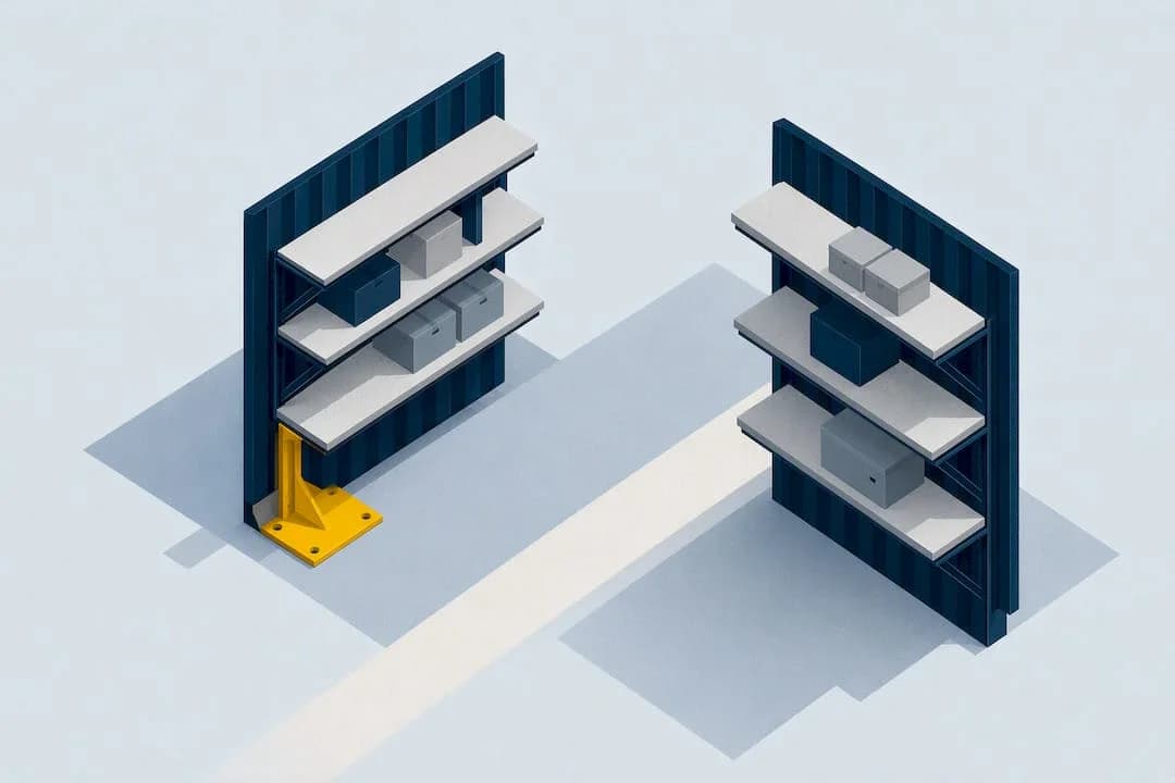 Isometric container shelving safety title card