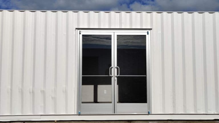 Store front doors on shipping containers for sale