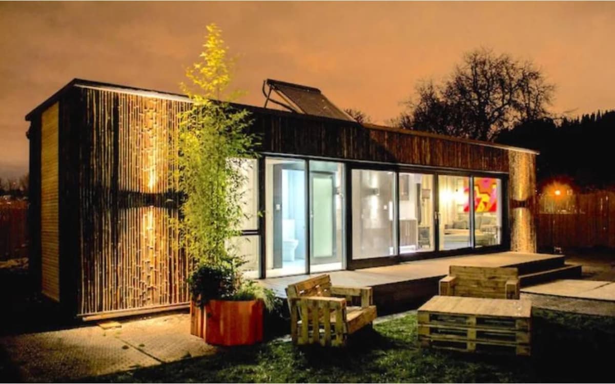 A colorful and artistic container home
