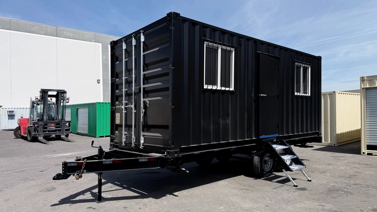Black office container outside