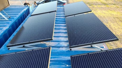 Solar panels on a container