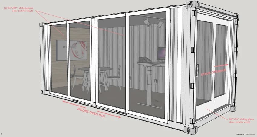 Interior container commercial office space design