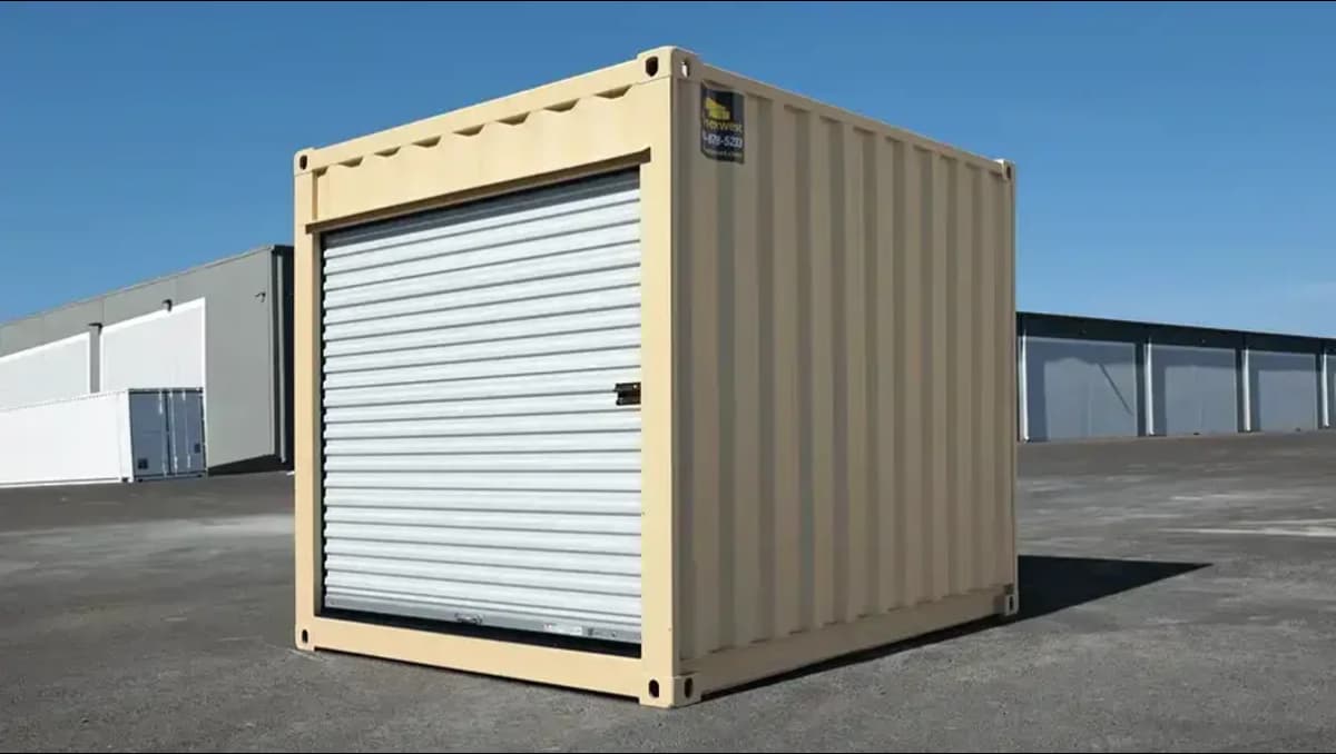 A 10ft Container with Roll-Up Door.