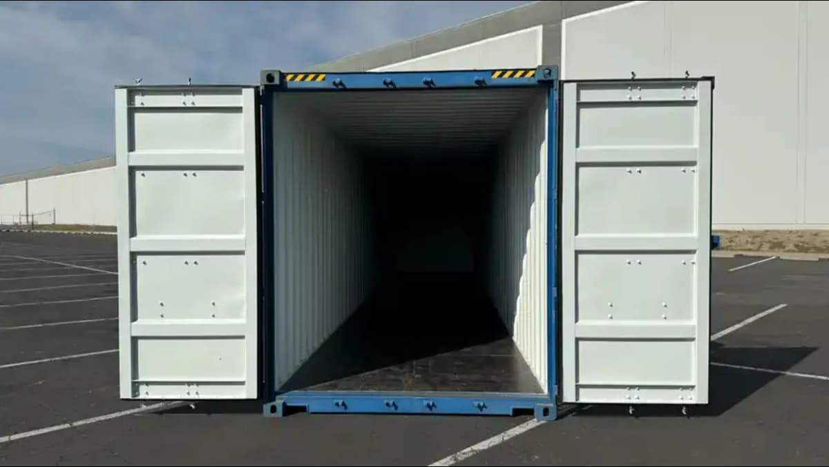 A container with open doors