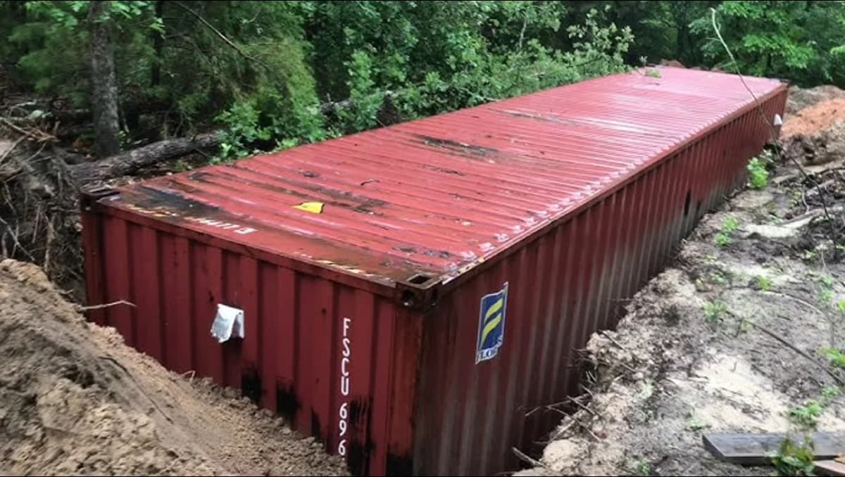 A shipping container bunker.