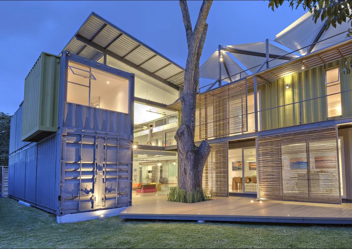 A shipping container home.