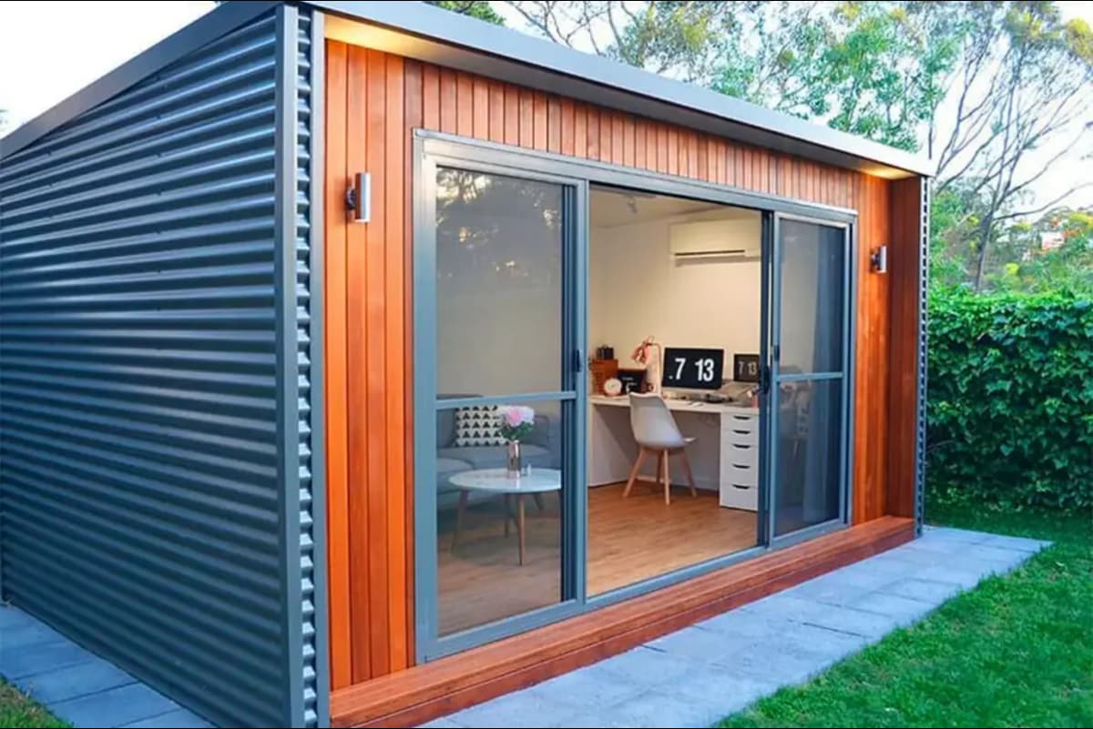 A shipping container office.