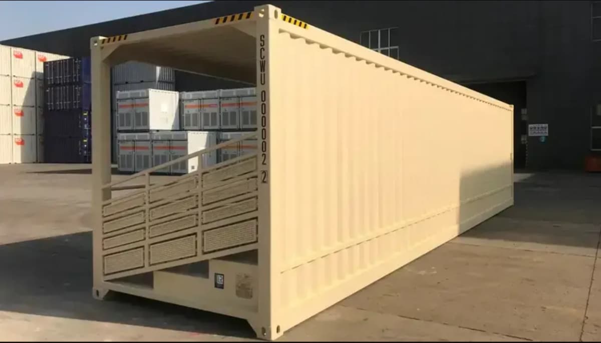 Conexwest’s 40-ft bleacher shipping container.