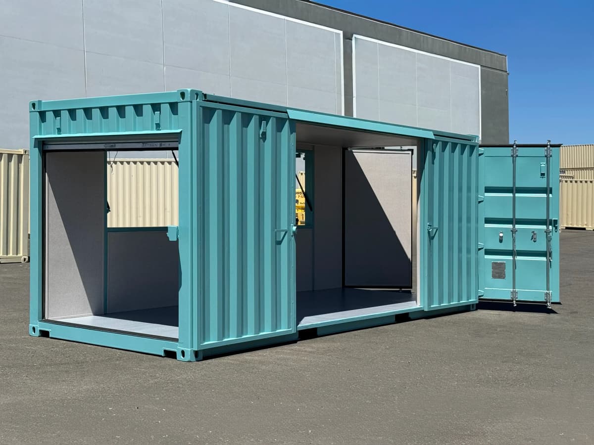 Door side of the custom shipping container structure