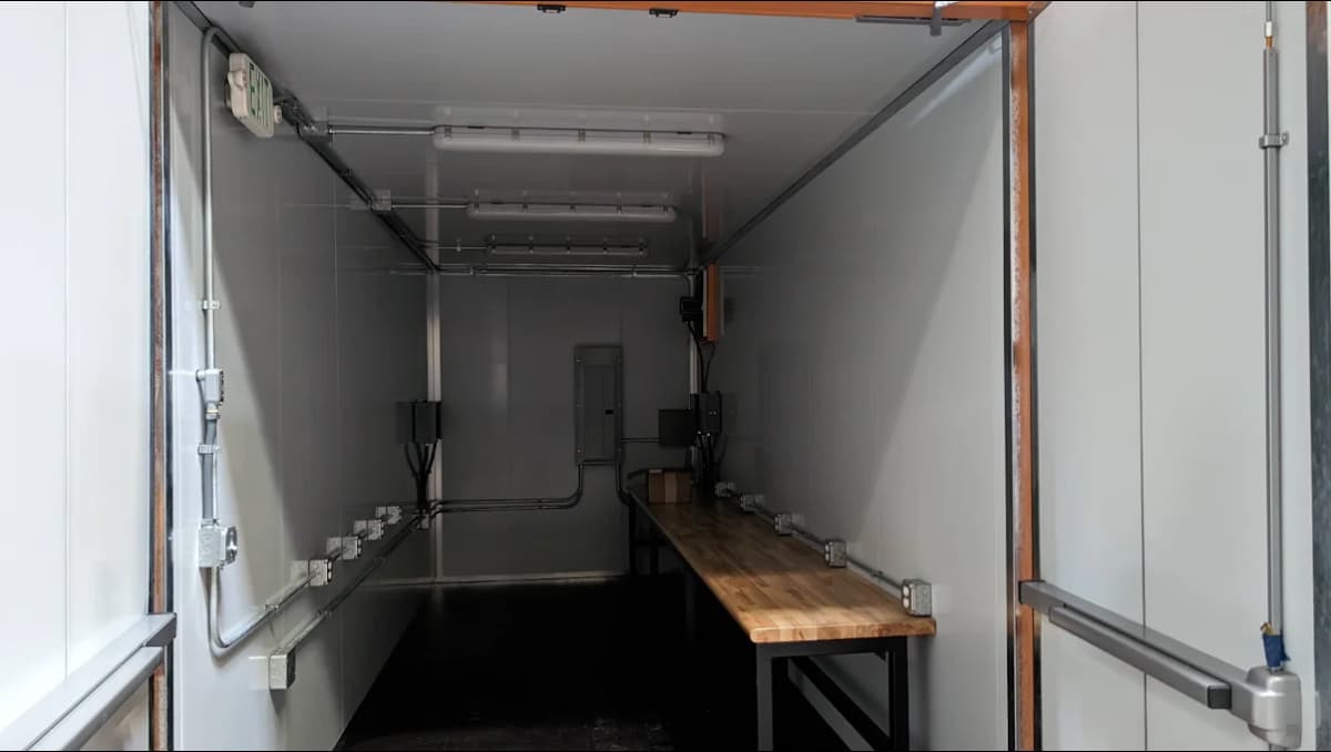 Interior of a modified container.