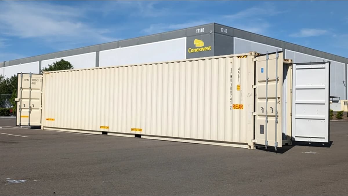 opening a shipping container