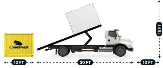 10ft tilt-bed shipping container delivery by Conexwest