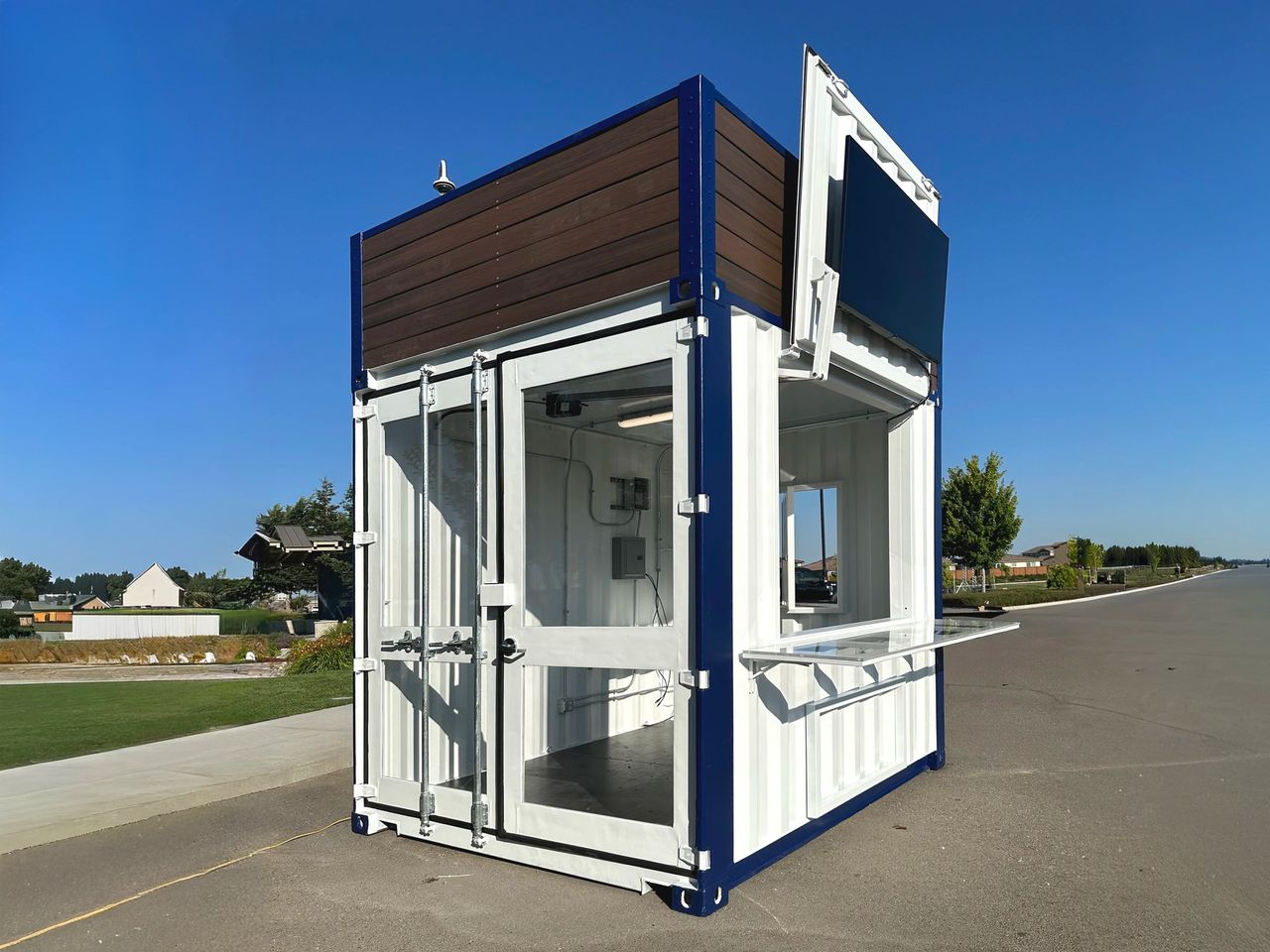 10ft visitor center with service window and City of Lathrop signage
