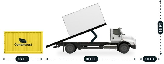16ft tilt-bed shipping container delivery by Conexwest