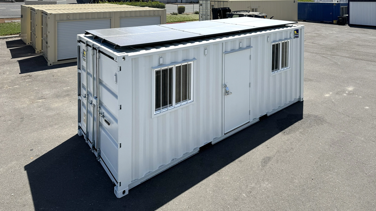 20ft container with solar panel top view