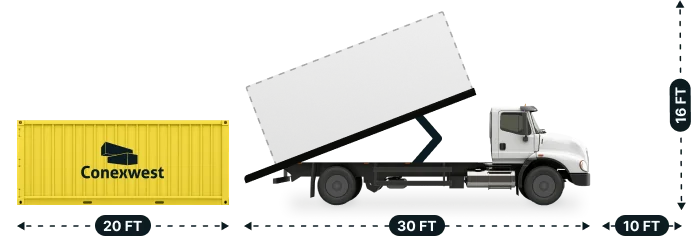 20ft tilt-bed shipping container delivery by Conexwest