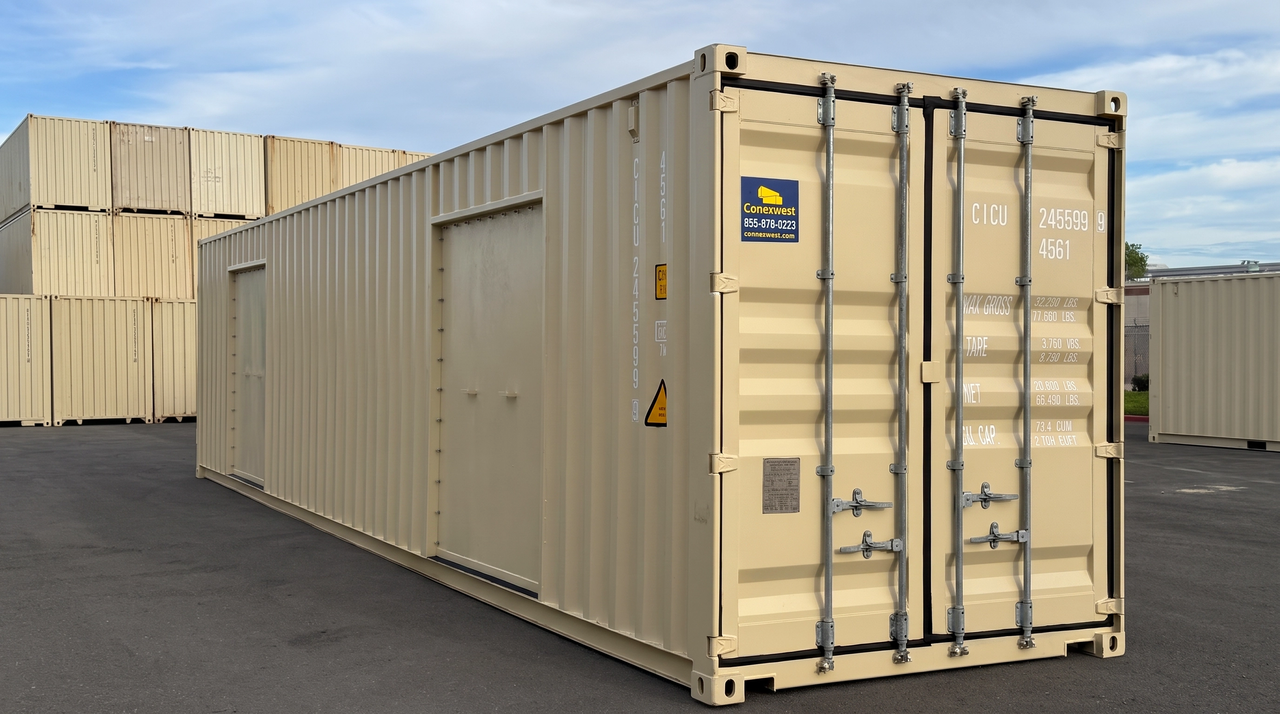 40ft beige container placed at the yard