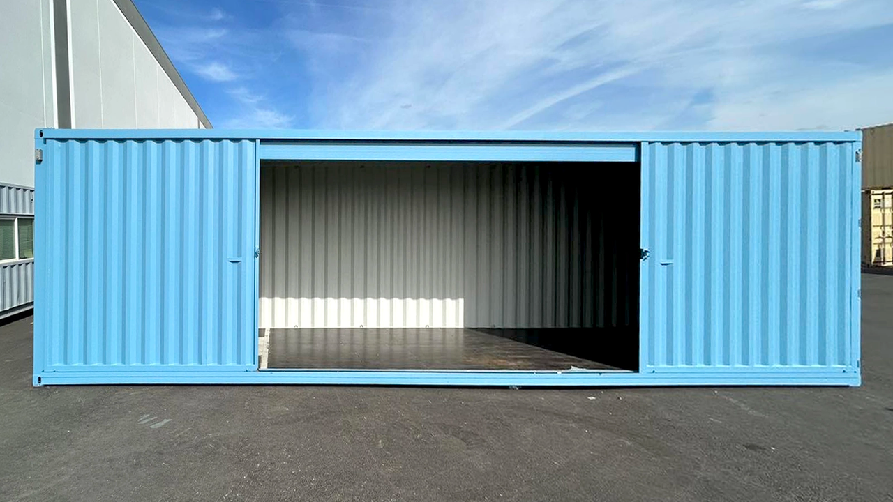 40ft container with large roll-up door for fan center