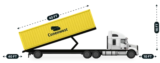 40ft tilt-bed shipping container delivery by Conexwest