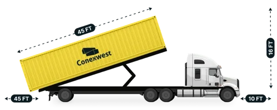 45ft tilt-bed shipping container delivery by Conexwest