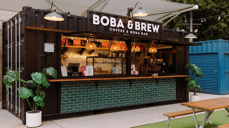 Boba and Brew container cafe exterior