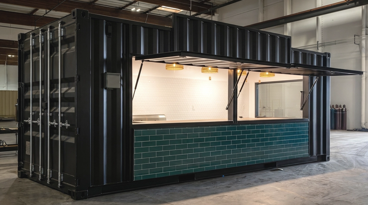 Boba and Brew container cafe side view