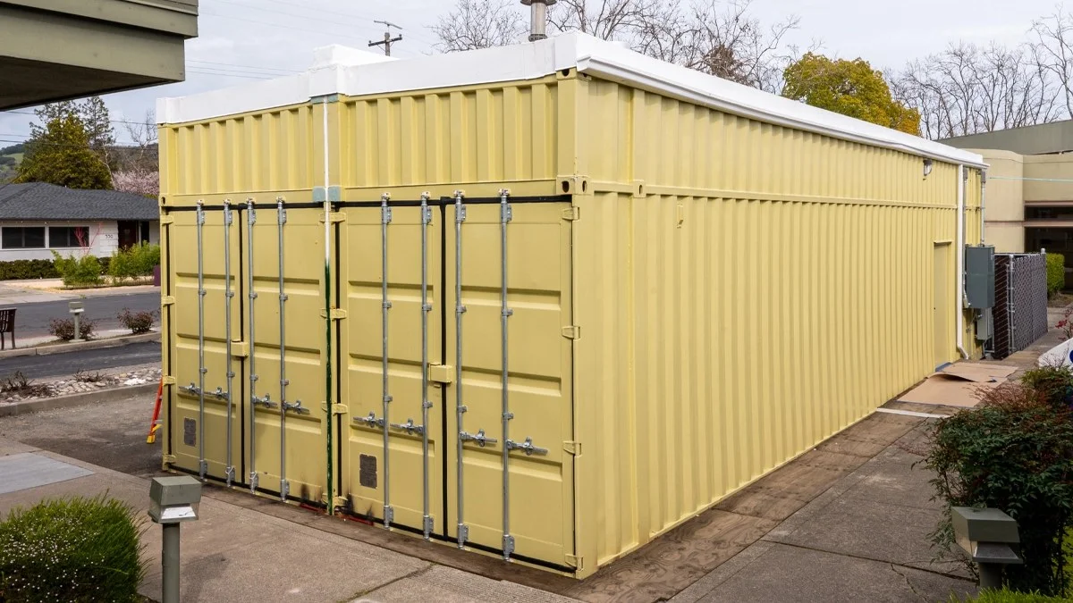 Conjoined shipping container MRI lab front view