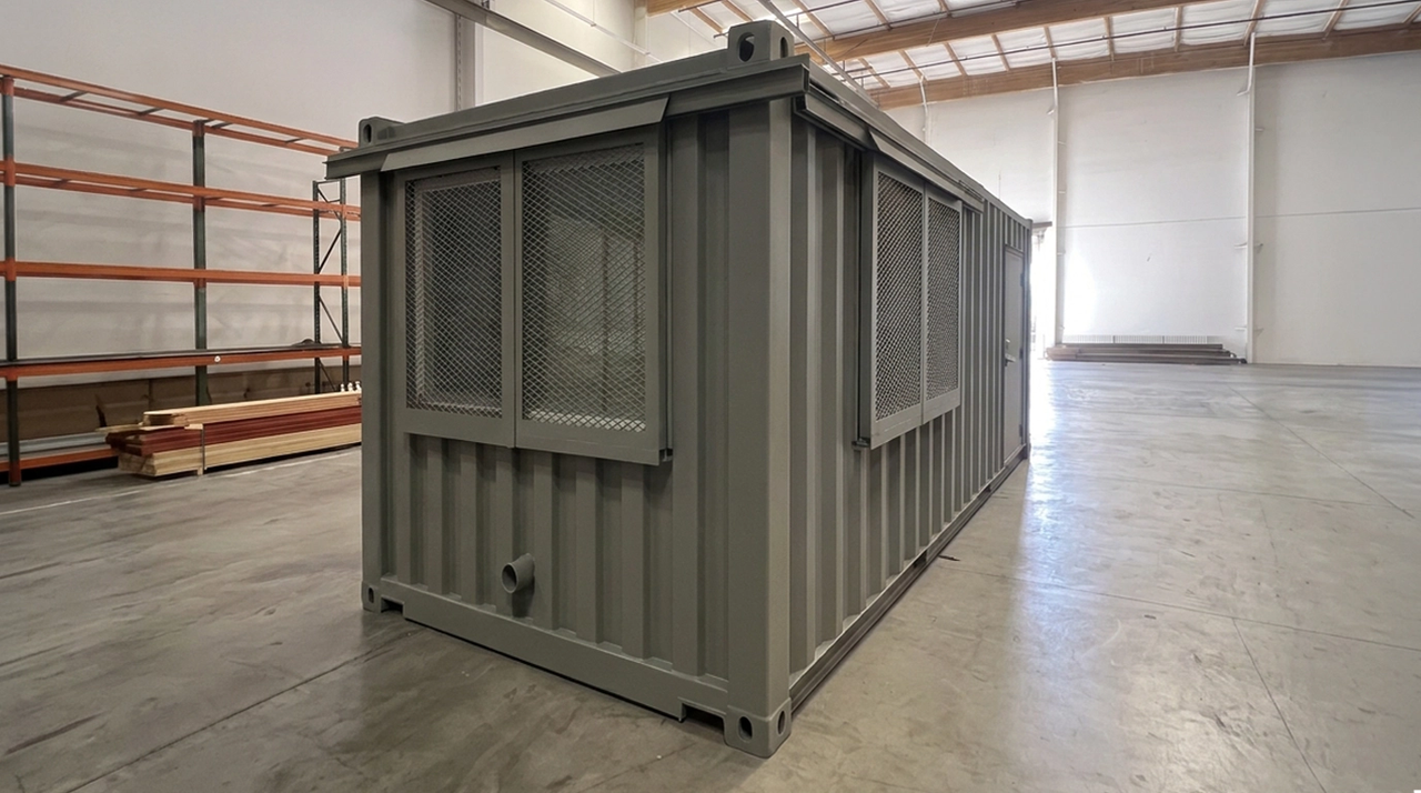 D’Ambra Construction container office side view with windows