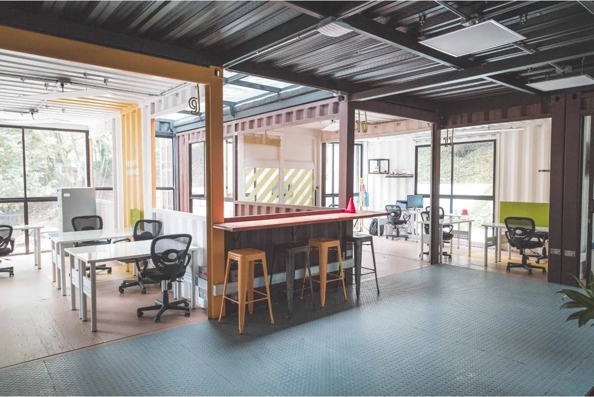 Interior image of a shipping container office