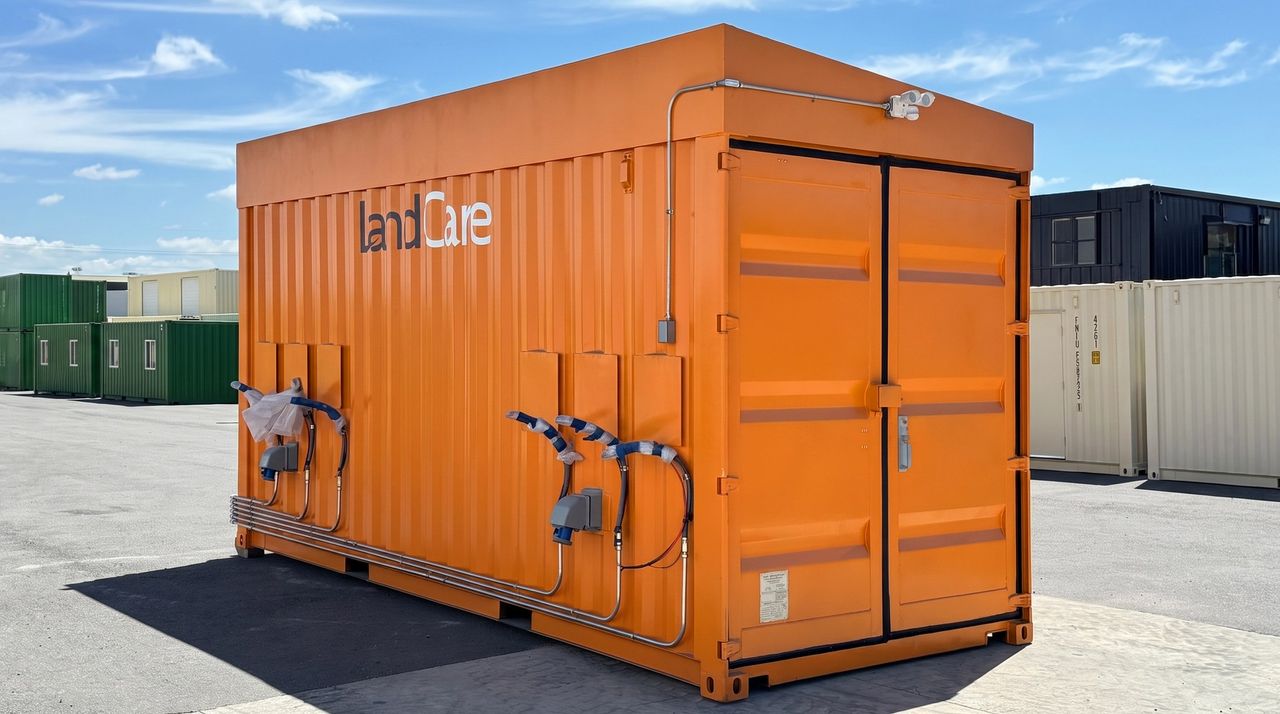 LandCare branded mobile charging station exterior