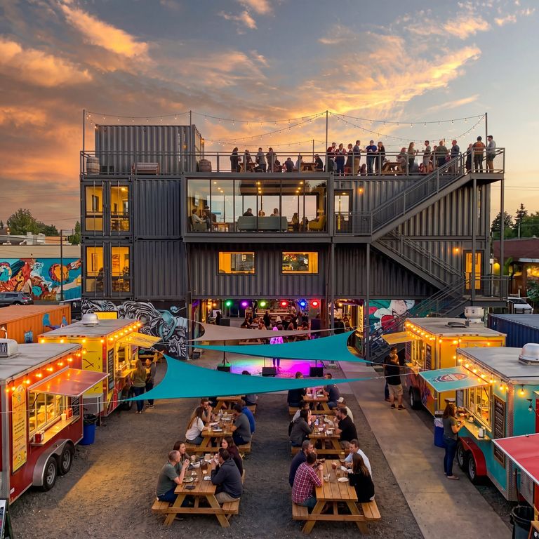 Multi-Level Container Bar and Entertainment Venue