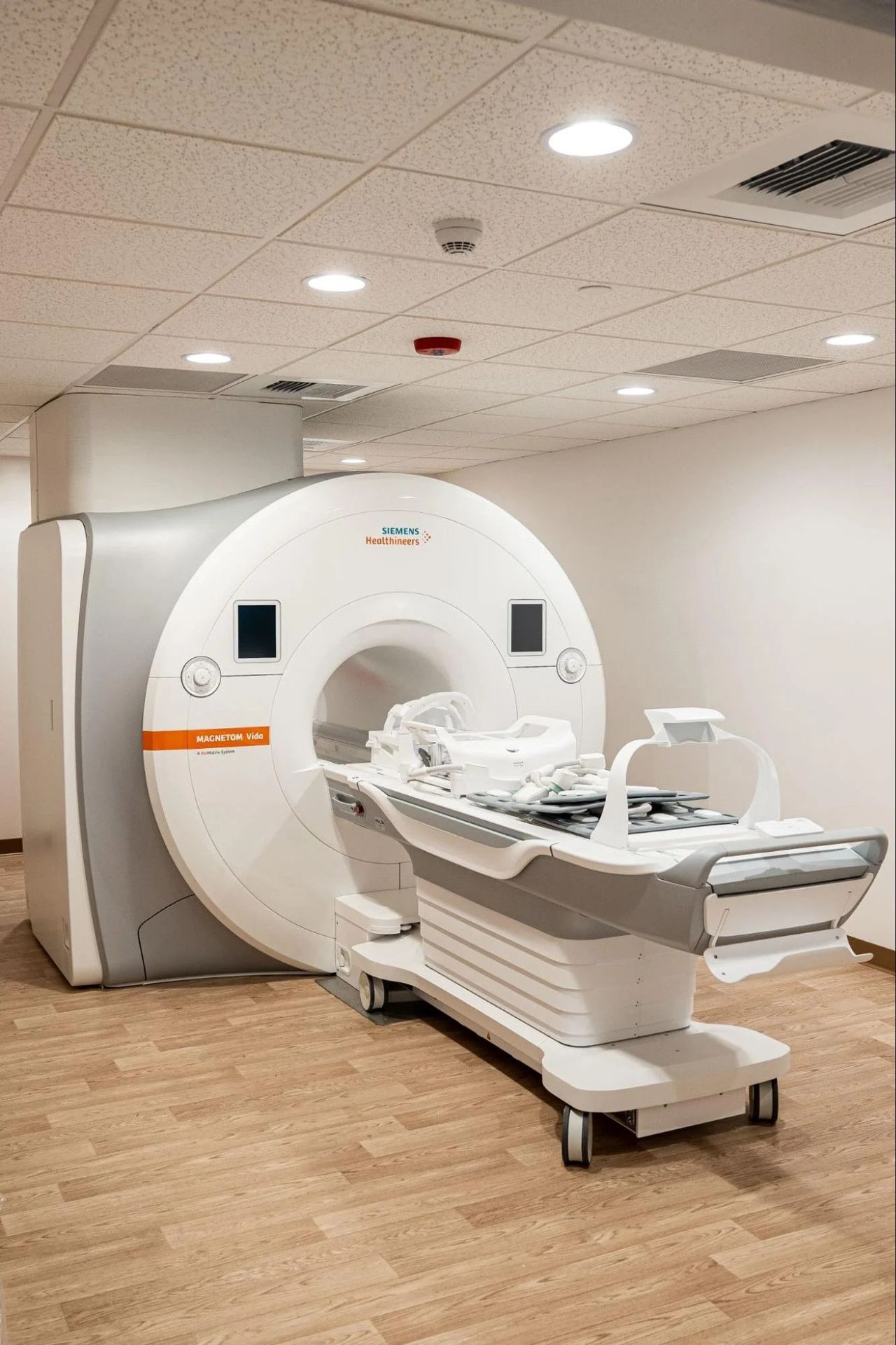 Reinforced MRI equipment hatch on shipping container lab