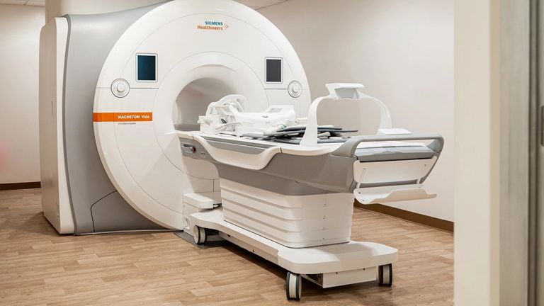 Siemens MAGNETOM Vida MRI scanner inside container lab