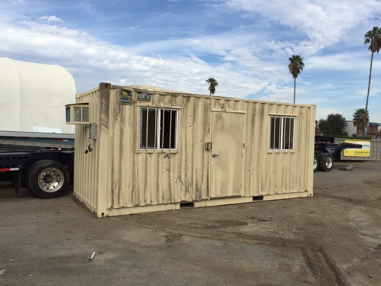 Damaged 20ft mobile office container beige color