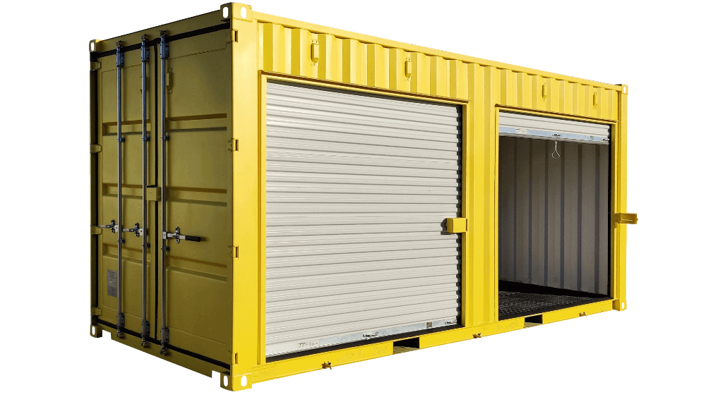 Fire suppression system in a hazmat storage container