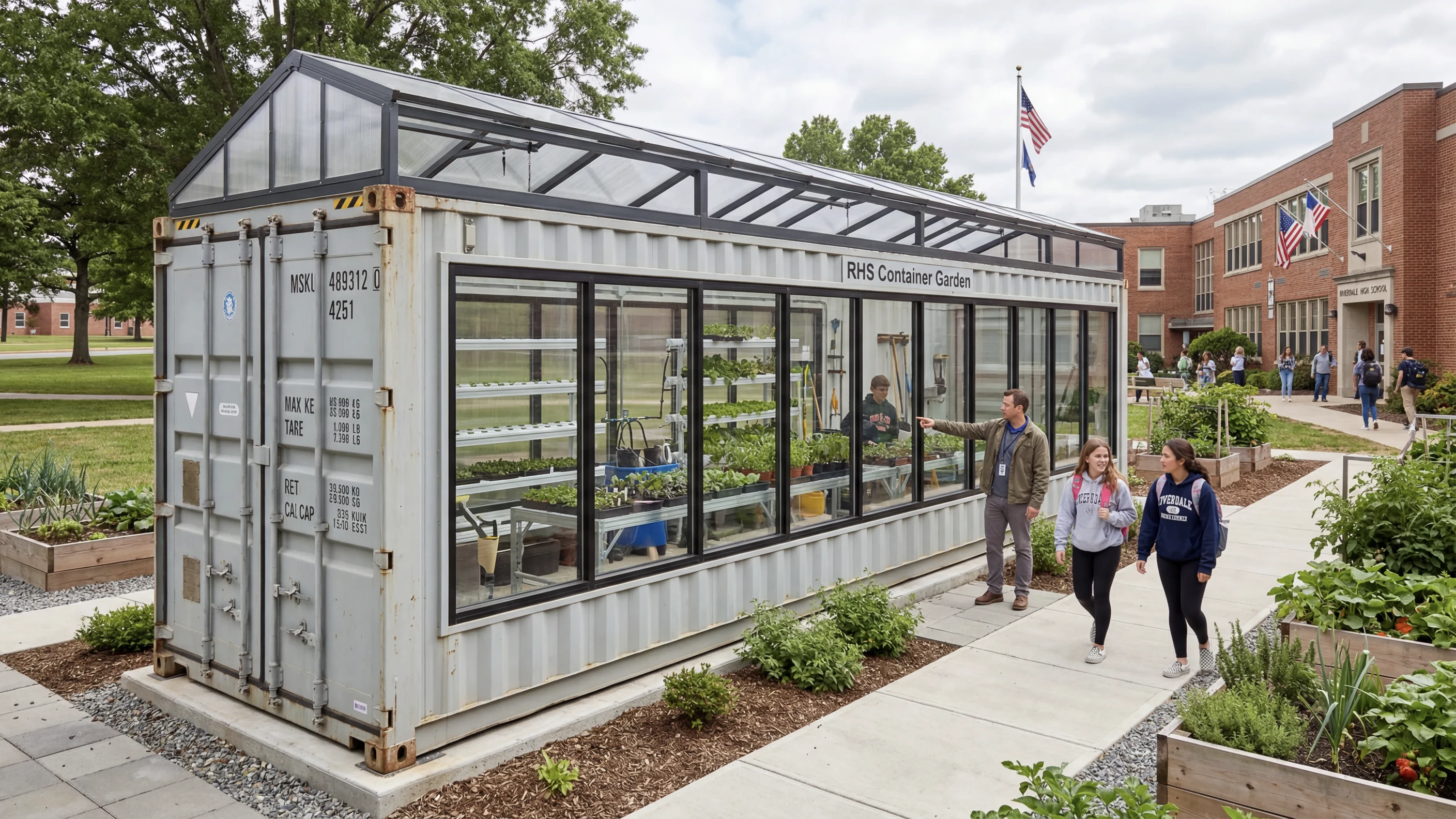 Container greenhouse for schools