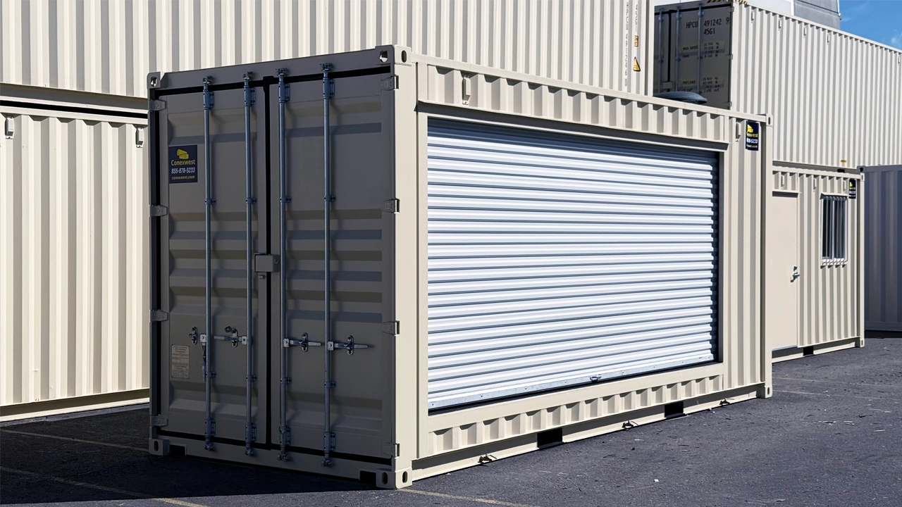 Container with rolled-up doors image