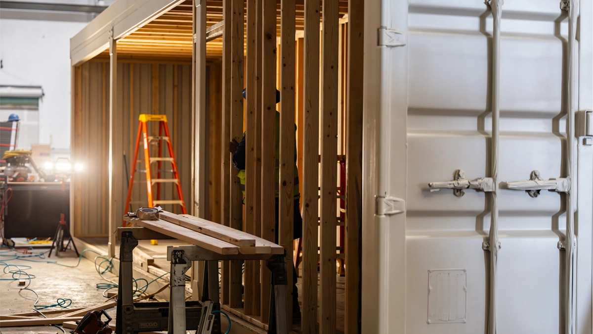 Wooden interior framing inside