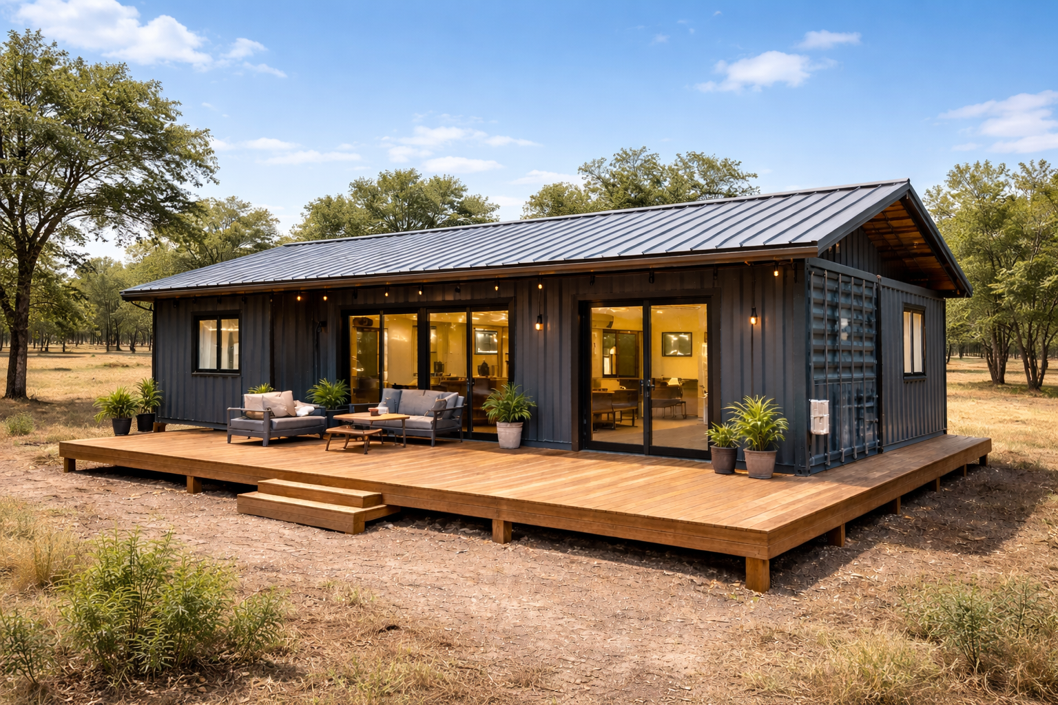 AI Generated Image Of Shipping Container House Built From Two 40-Foot Shipping Container 