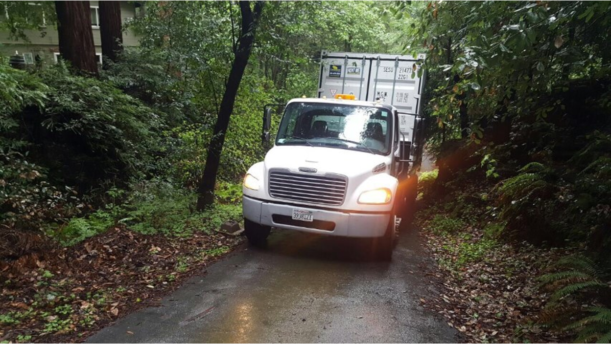 A container being delivered