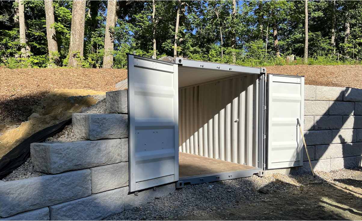 A shipping container bunker. 