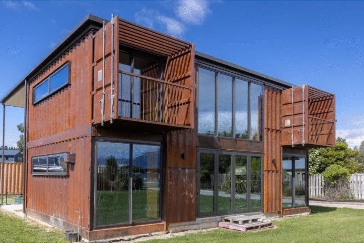 A shipping container home. 