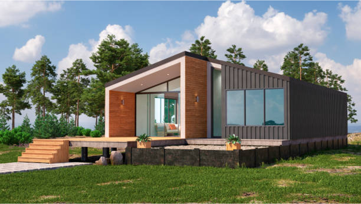 A shipping container home. 