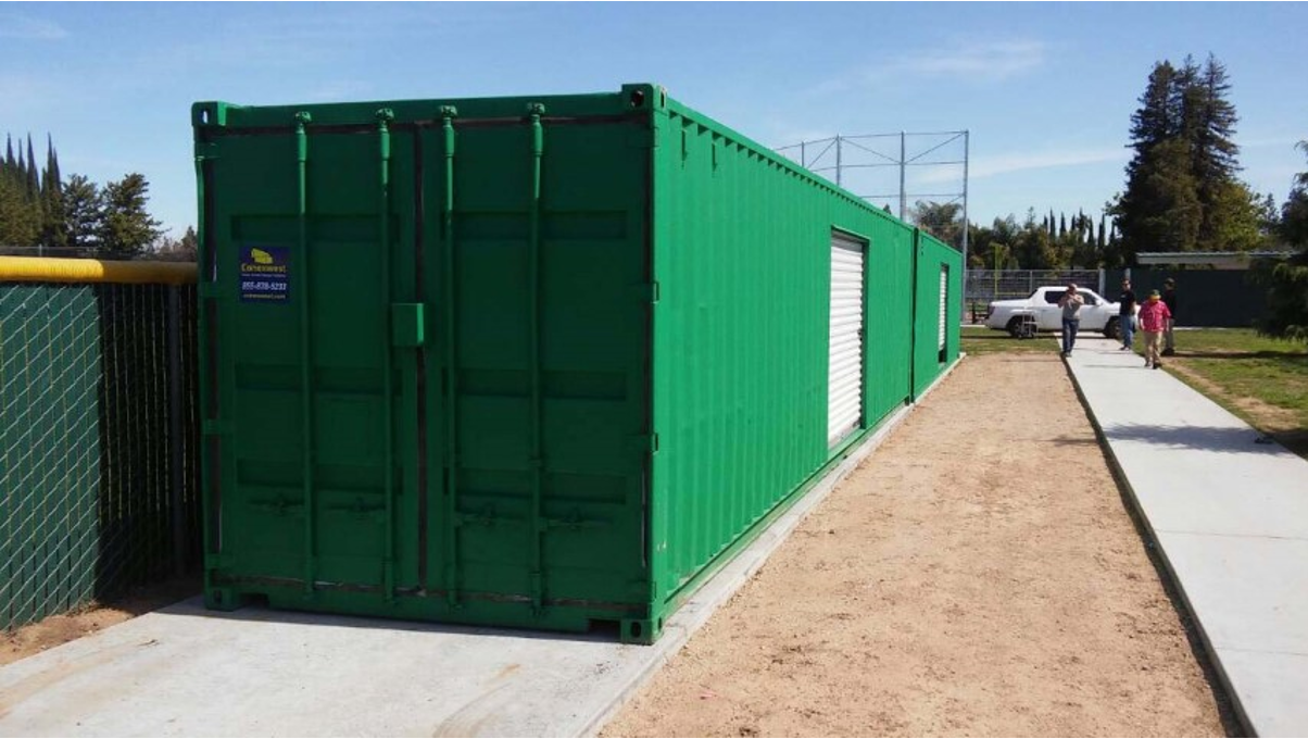 A shipping container structure. 