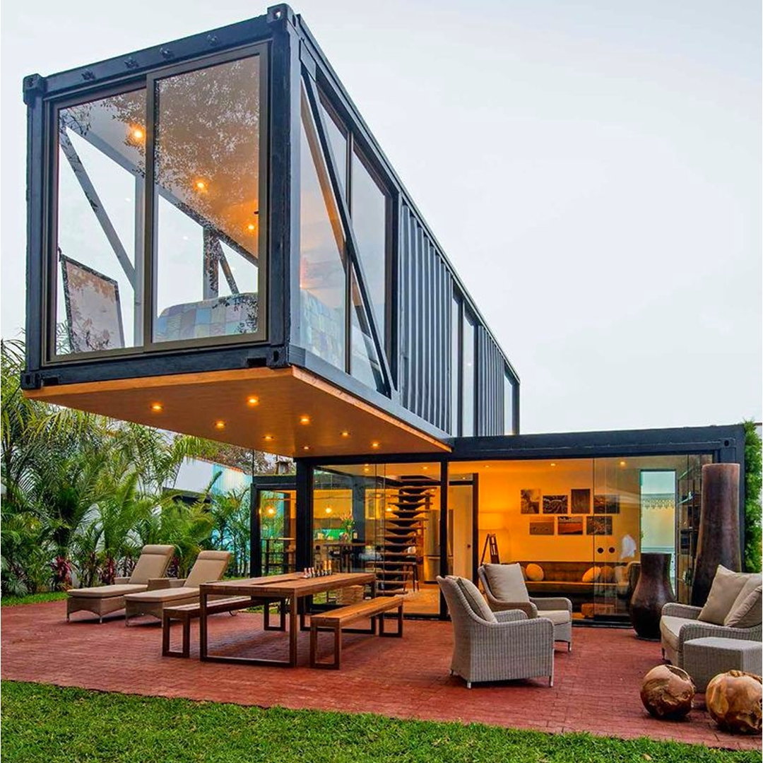 An image of a shipping container home. 