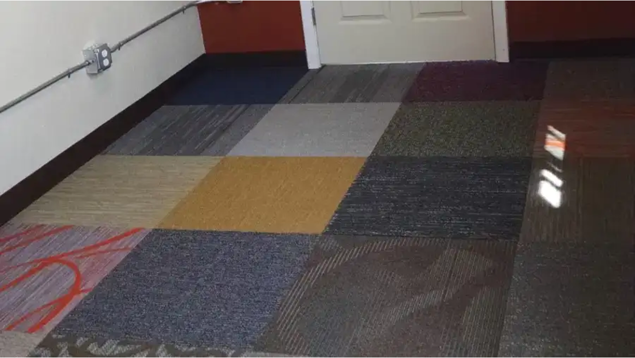 Carpet flooring for office shipping containers.
