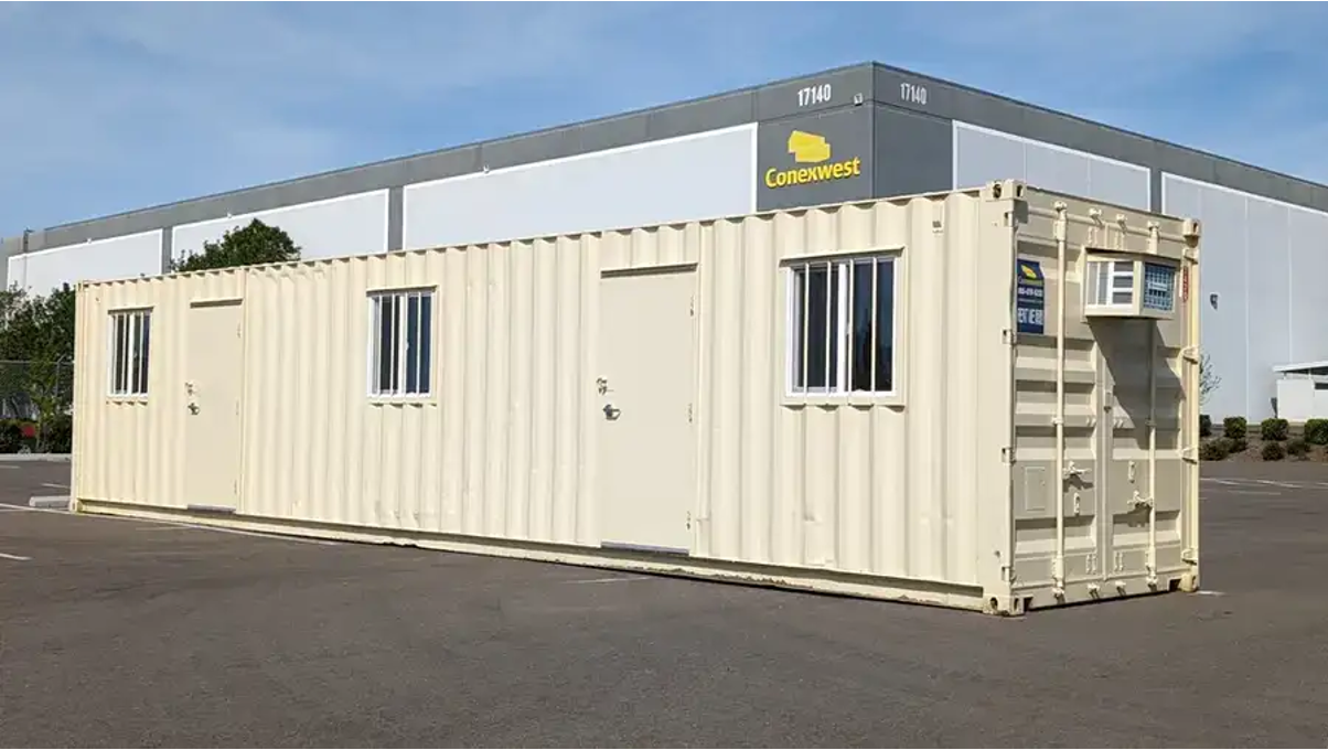 Conexwest’s 40ft shipping container office. 