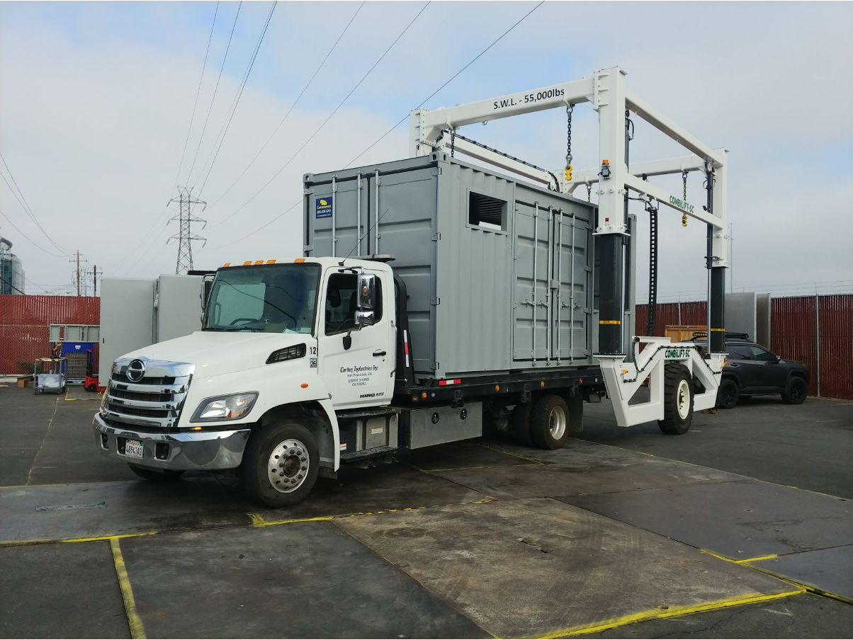 Conexwest delivering a container. 