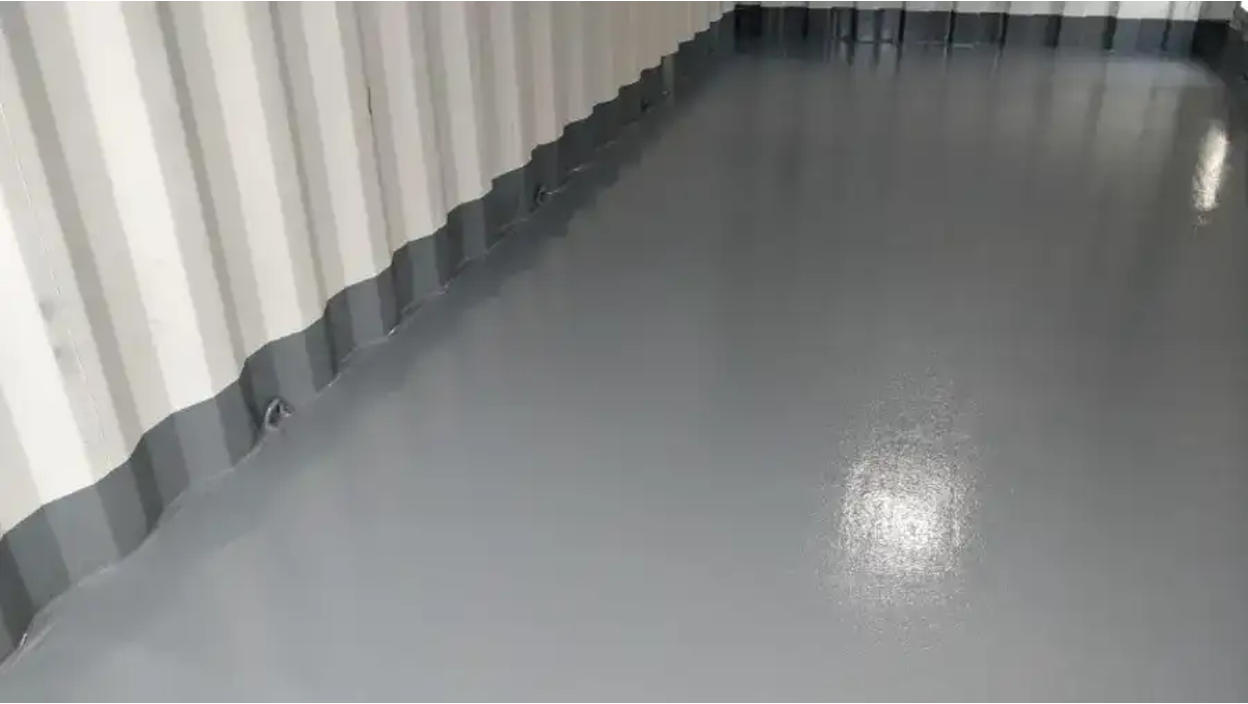 Epoxy flooring for shipping containers.
