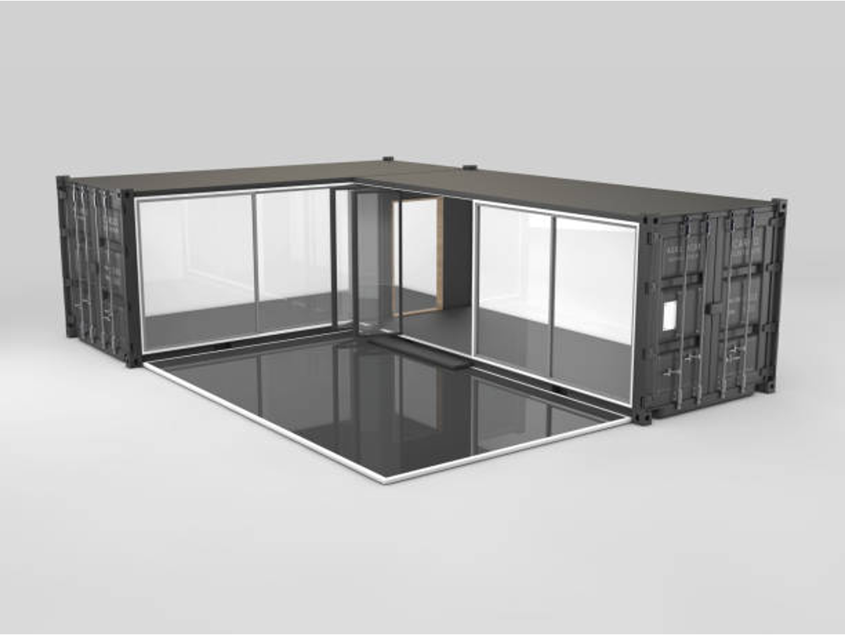 L-shaped container home layout 3D